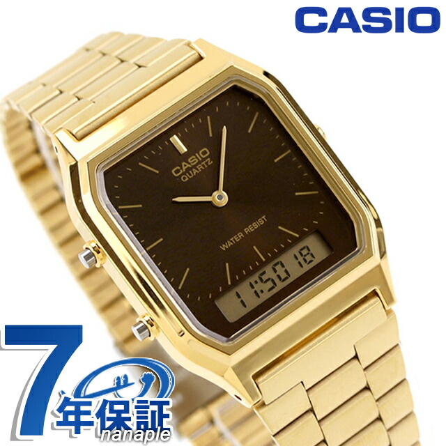 カシオ チープカシオ CASIO クォーツ 電池式 AQ-230GA-5AMQY クラシック ユニセックス チプカシ 腕時計 ブランド カシオ casio ブラウン ゴールド おしゃれ アナデジ アナログ デジタル 防水 かわいい プレゼント 実用的 学生 受験生 受験用 試験用 受験対応