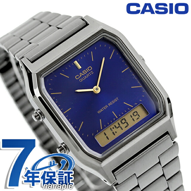 カシオ CASIO クォーツ 電池式 AQ-230GG-2A ビンテージ 海外モデル ユニセックス メンズ レディース 腕時計 カシオ casio アナデジ ブルー ガンメタル ブランド おしゃれ 防水 プレゼント 実用的