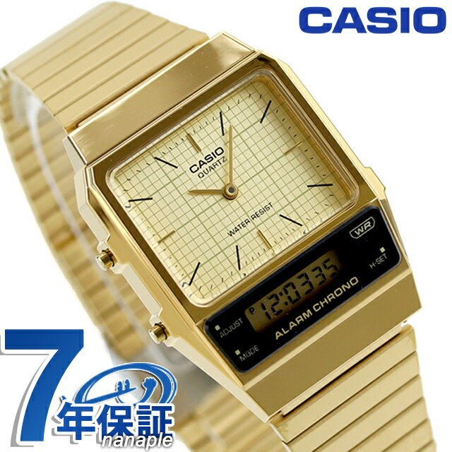 カシオ CASIO クォーツ 電池式 AQ-800EG-9A クラシック ユニセックス メンズ レディース 腕時計 カシオ casio アナデジ ゴールド ブランド おしゃれ 防水 プレゼント 実用的