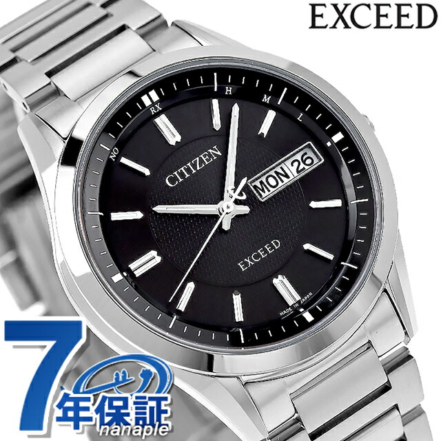 シチズン エクシード デイデイトモデル 電波ソーラー AT6030-51E CITIZEN EXCEED メンズ 腕時計 ソーラー電波腕時計 ソーラー電波時計 チタン ブラック 時計 高級 ブランド おしゃれ 防水 プレゼント 男性 実用的