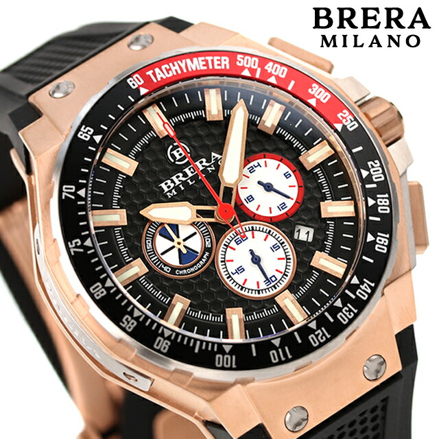 ブレラ ミラノ GRANTURISMO GT2 CHRONOGRAPH QUARTZ ラグスポ クオーツ 腕時計 メンズ クロノグラフ BRERA MILANO BMGTQC4502 アナログ ブラック 黒 ブランド おしゃれ 防水 プレゼント 男性 実用的