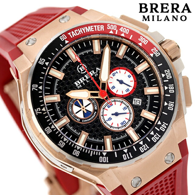 ブレラ ミラノ グランツーリスモ GT2 クオーツ 腕時計 メンズ クロノグラフ BRERA MILANO BMGTQC4502A アナログ ブラック レッド 黒 ブランド おしゃれ 防水 プレゼント 男性 実用的