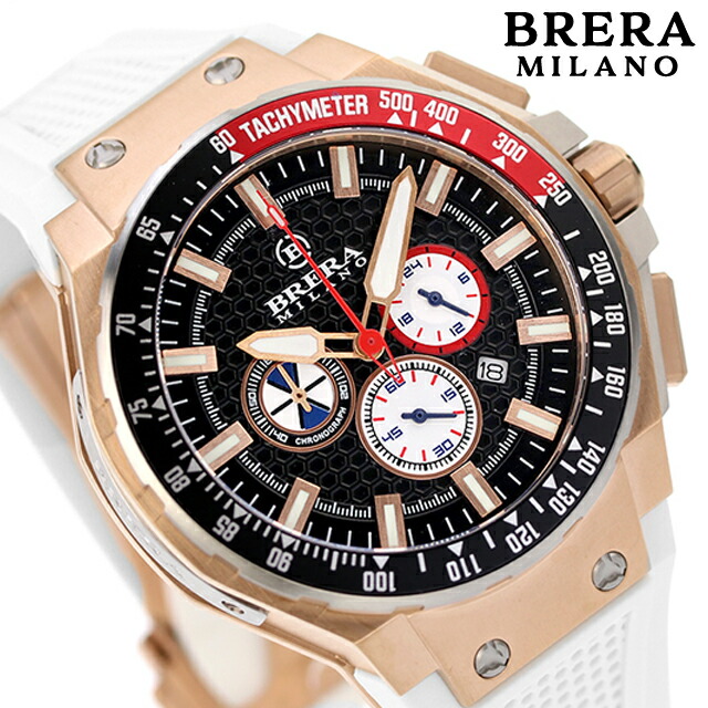 ブレラ ミラノ グランツーリスモ GT2 クオーツ 腕時計 メンズ クロノグラフ BRERA MILANO BMGTQC4502B アナログ ブラック ホワイト 黒 ブランド おしゃれ 防水 プレゼント 男性 実用的