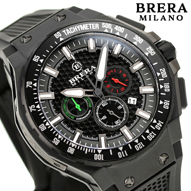 ブレラ ミラノ GRANTURISMO GT2 CHRONOGRAPH QUARTZ クオーツ ラグスポ 腕時計 メンズ クロノグラフ BRERA MILANO BMGTQC4503 アナログ ブラック 黒 ブランド おしゃれ 防水 プレゼント 男性 実用的