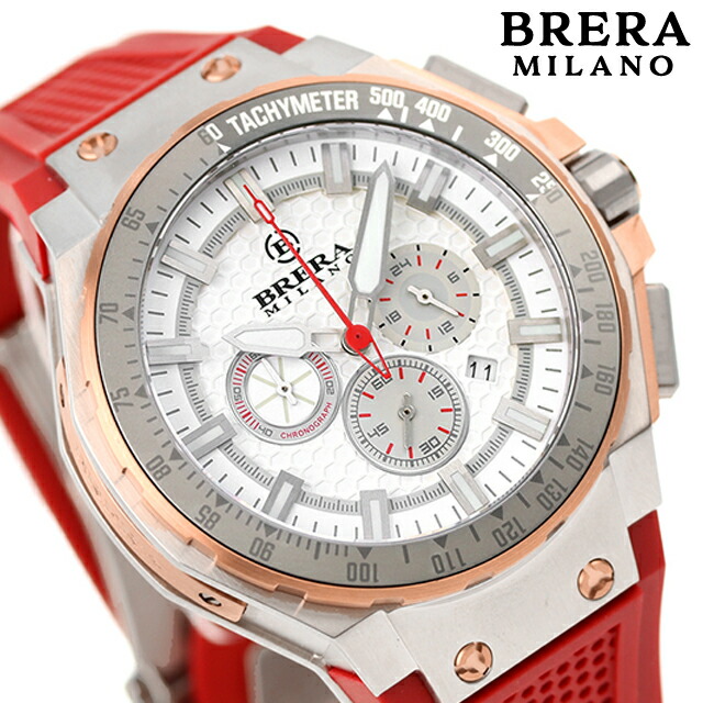 ブレラ ミラノ GRANTURISMO GT2 CHRONOGRAPH QUARTZ ラグスポ クオーツ 腕時計 メンズ クロノグラフ BRERA MILANO BMGTQC4505A アナログ ホワイト レッド 白 ブランド おしゃれ 防水 プレゼント 男性 実用的