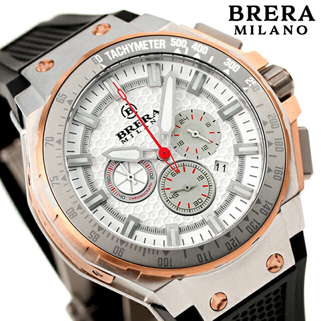 ブレラ ミラノ GRANTURISMO GT2 CHRONOGRAPH QUARTZ クオーツ 腕時計 メンズ クロノグラフ BRERA MILANO BMGTQC4505B アナログ ホワイト ブラック 黒 ブランド おしゃれ 防水 プレゼント 男性 実用的
