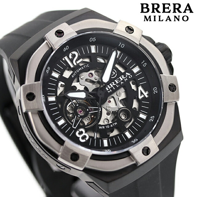 ブレラ ミラノ スーパースポルティーボ EVO オートマティック 自動巻き 腕時計 メンズ オープンハート BRERA MILANO BMSSAS4503C アナログ ブラック スケルトン 黒 ブランド おしゃれ 防水 プレゼント 男性 実用的