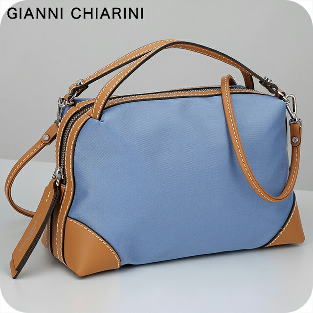 ジャンニキアリーニ ハンドバッグ レディース ブランド GIANNI CHIARINI ITALY BS 8648 TRENCH VAR.AZZURRO ブルー/ブラウン 軽量 小さめ 手提げ 高級 おしゃれ プレゼント 女性 実用的 かわいい