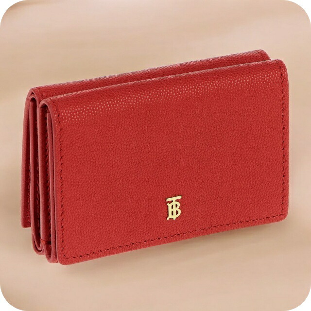 バ－バリ－ 三つ折り財布 レディース ブランド BURBERRY 8018960 レッド ウォレット 高級 おしゃれ プレゼント 実用的