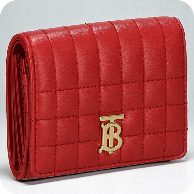バ－バリ－ 三つ折り財布 レディース ブランド BURBERRY 8064824 レッド ウォレット 高級 おしゃれ プレゼント 実用的
