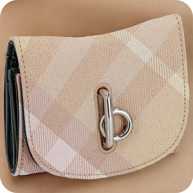 バ－バリ－ 三つ折り財布 レディース ブランド BURBERRY 8081785 ピンク ウォレット 高級 おしゃれ プレゼント 実用的