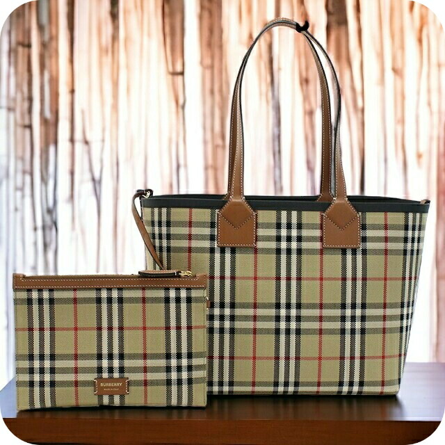 バーバリー トートバッグ レディース BURBERRY コットン、レザー イタリア 8066163 BRIAR BROWN-BLACK ブラウン系 マルチカラー バッグ 軽量 手提げ ブランド 高級 おしゃれ プレゼント 女性 実用的 かわいい