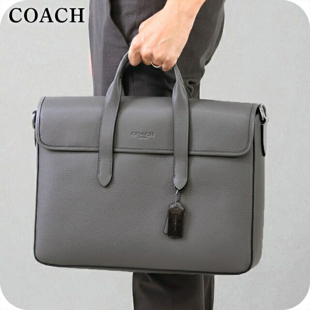 コーチ ブリーフケース ビジネスバッグ 2way ショルダーバッグ 斜めがけ メンズ アウトレット ブランド COACH C9875 QBCHR チャコール グレー 軽量 A4 ノートpc 高級 おしゃれ プレゼント 男性 実用的 かっこいい