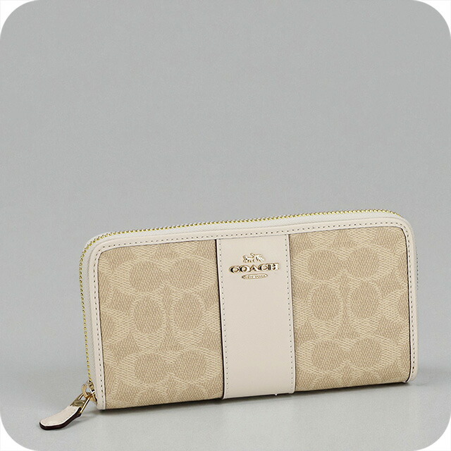 コーチ 長財布 レディース ブランド COACH CCQ07 IMXDM ライトベージュ/ホワイト ウォレット 高級 おしゃれ プレゼント 実用的