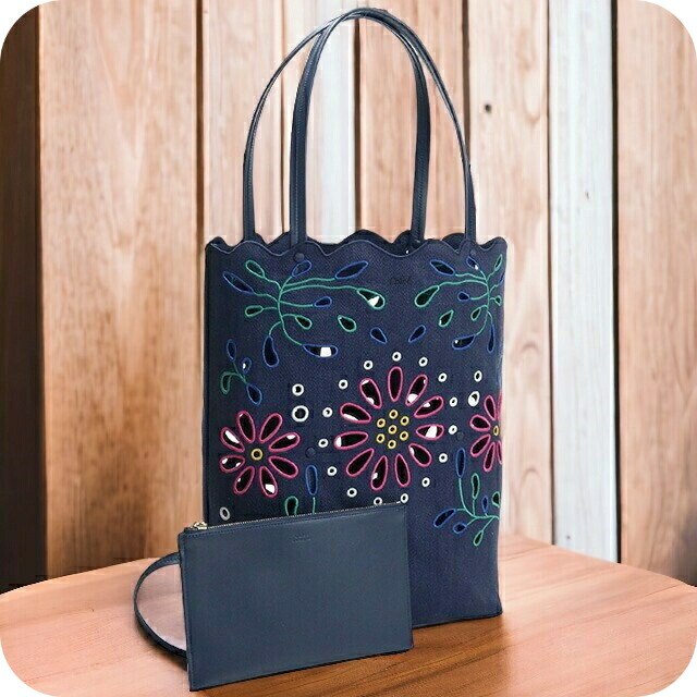 クロエ トートバッグ レディース CHLOE リネン イタリア CHC22SS492G24 NAVY ネイビー系 バッグ 軽量 手提げ ブランド 高級 おしゃれ プレゼント 女性 実用的 かわいい
