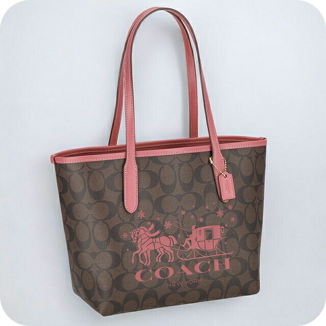 コーチ トートバッグ 2way ショルダー レディース アウトレット ブランド COACH シグネチャー CM183 IMWA0 ブラウン/ピンク 軽量 手提げ 高級 おしゃれ プレゼント 女性 実用的 かわいい