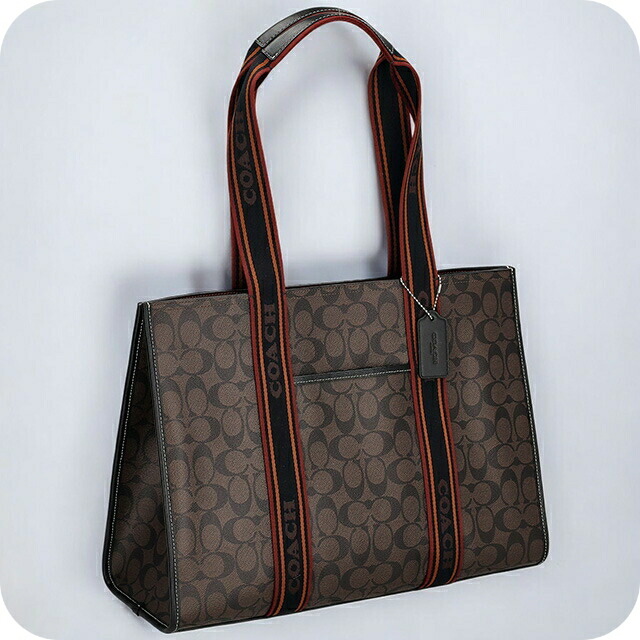 コーチ トートバッグ 2way ショルダー メンズ アウトレット ブランド COACH シグネチャー CM865 SVBMC ブラウンマルチ 軽量 手提げ 高級 おしゃれ プレゼント 男性 実用的 かっこいい
