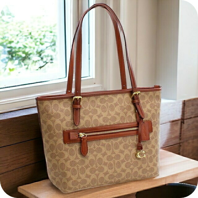 コーチ トートバッグ 2way ショルダー レディース COACH PVC カンボジア CC402 ブラウン系 バッグ 肩掛け 軽量 手提げ アウトレット ブランド バック 高級 かわいい コーチバッグ おしゃれ プレゼント 女性 実用的 鞄 A4 カバン 大容量