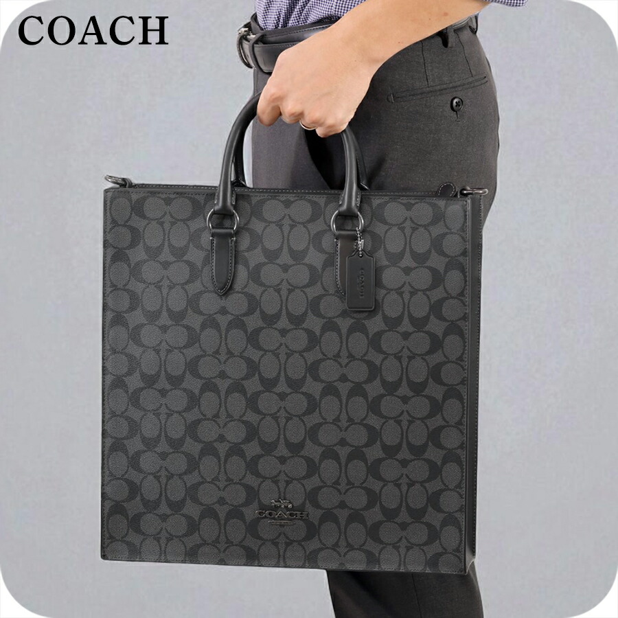 コーチ トートバッグ 2way ショルダーバッグ メンズ アウトレット ブランド COACH CR314 QBMI5 チャコール/ブラック 軽量 手提げ 高級 おしゃれ プレゼント 男性 実用的 かっこいい