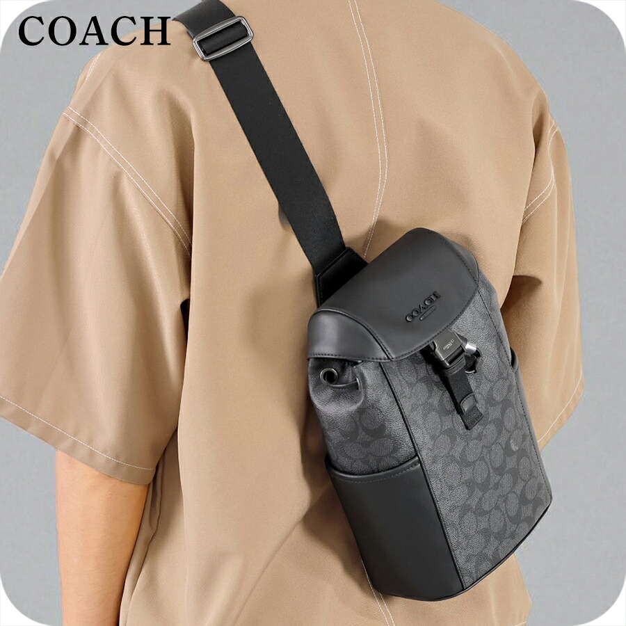 コーチ ボディバッグ ウエストポーチ メンズ アウトレット ブランド COACH CT712 QBMI5 チャコール/ブラック ショルダーバッグ 斜めがけ 軽量 小さめ 高級 おしゃれ プレゼント 男性 実用的 かっこいい