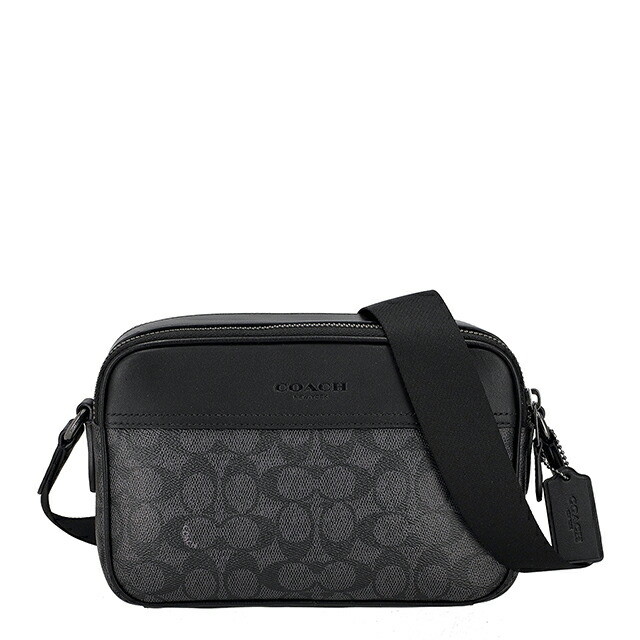 コーチ ショルダーバッグ メッセンジャーバッグ メンズ アウトレット ブランド COACH シグネチャー CV921 QBMI5 チャコール/ブラック 斜めがけ 高級 おしゃれ プレゼント 男性 実用的 かっこいい