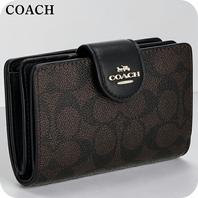 コーチ 二つ折り財布 二折財布 レディース ブランド COACH CW786 IMXAQ ダークブラウン/ブラック