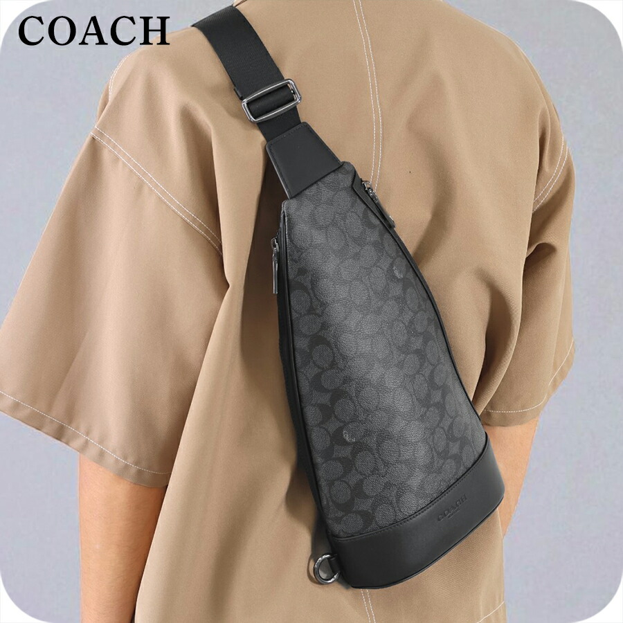 コーチ ボディバッグ ウエストポーチ メンズ アウトレット ブランド COACH CY801 QBMI5 チャコール/ブラック ショルダーバッグ 斜めがけ 軽量 小さめ 高級 おしゃれ プレゼント 男性 実用的 かっこいい