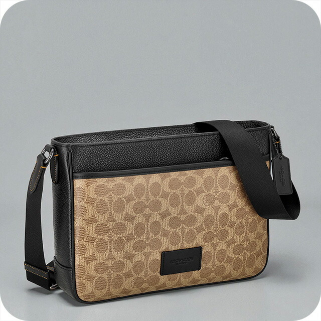 コーチ ショルダーバッグ メッセンジャーバッグ メンズ アウトレット ブランド COACH レザー CY824 QBNRX ライトブラウン/ブラック 斜めがけ 高級 おしゃれ プレゼント 男性 実用的 かっこいい