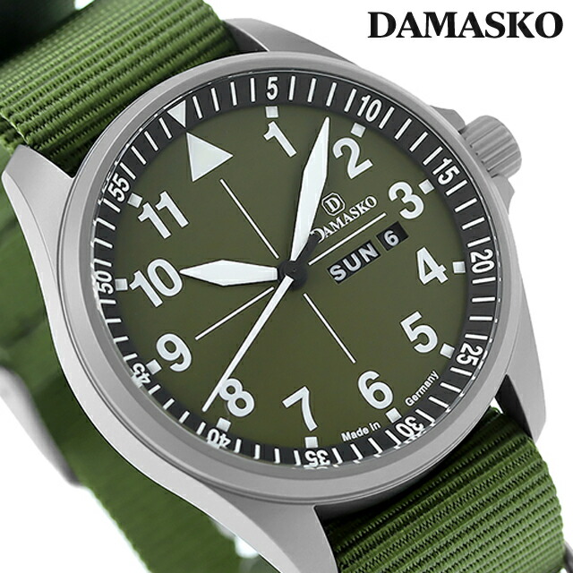 ダマスコ ハンティング 自動巻き 腕時計 メンズ DAMASKO DH3.0 N アナログ オリーブグリーン グリーン ドイツ製 ブランド おしゃれ 防水 プレゼント 男性 実用的