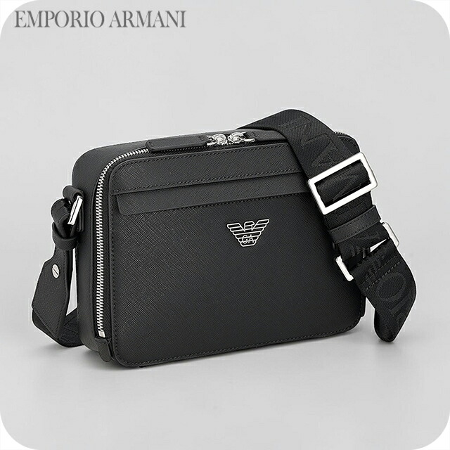 エンポリオ・アルマーニ ショルダーバッグ メンズ ブランド EMPORIO ARMANI China EM001186-AF13805 UC001 ブラック 斜めがけ ブランド 高級 おしゃれ プレゼント 男性 実用的 かっこいい