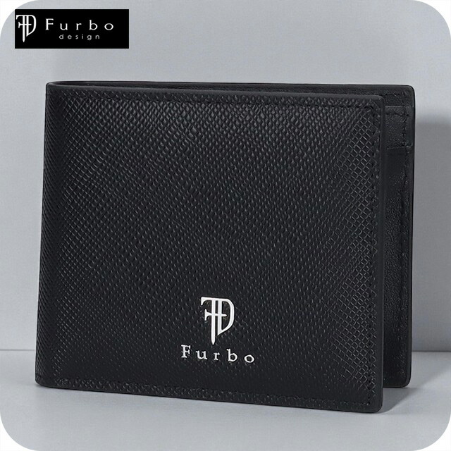 フルボ 二つ折り財布 メンズ レディース ブランド Furbo 革 レザーウォレット 小銭入れあり FRB152 ブラック 財布 ウォレット 高級 おしゃれ プレゼント 実用的