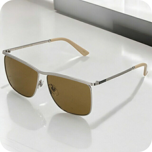 グッチ サングラス メンズ ブランド GUCCI GG0821S シルバー／ブラウン