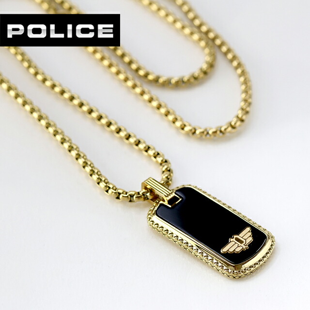 ポリス ネックレス メンズ ブランド POLICE STAMP プレート GN0038602 ゴールド アクセサリー