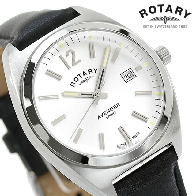 ロータリー AVENGER SPORT クオーツ 腕時計 メンズ 革ベルト ROTARY GS0548059 アナログ シルバー ブラック 黒 ブランド おしゃれ 防水 プレゼント 男性 実用的