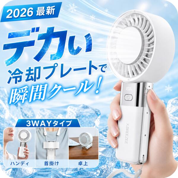 2026最新 ハンディファン 冷却プレート搭載 ワイドヘッド BIG 大風量 強風 100段階 静音 3WAY 3600mAh Type-C USB 充電式 ハンディ扇風機 手持ち扇風機 携帯扇風機 ミニ扇風機 卓上扇風機 首掛け 首かけ 熱中症対策 HDL-2116