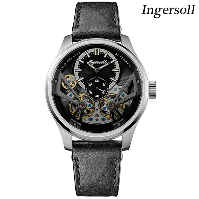 インガソール ザ ネイスミス 自動巻き 腕時計 ブランド メンズ オープンハート INGERSOLL I16101 アナログ ブラック スケルトン 黒 おしゃれ 防水 プレゼント 男性 実用的