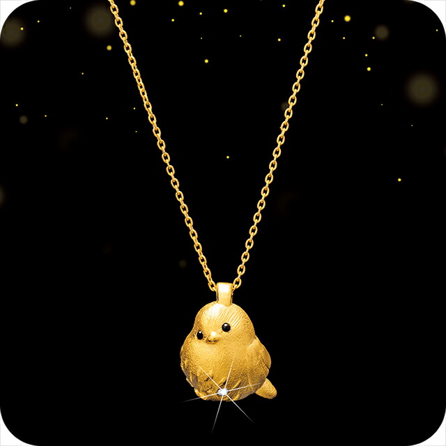 ネックレス レディース ブランド 雪の妖精 純金のシマエナガ ダイヤモンド入り 24金製宝飾ペンダント ペンダント 動物 51556 ゴールド アクセサリー