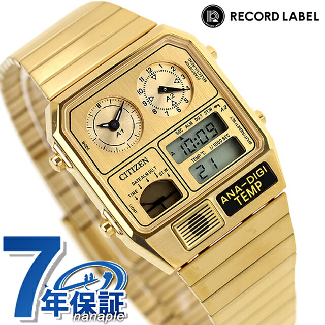 シチズン コレクション レコードレーベル Metallic ANA-DIGI TEMP クォーツ 電池式 腕時計 ブランド メンズ レディース 流通限定モデル 数量限定 クロノグラフ CITIZEN RECORD LABEL JG2103-56P アナデジ ゴールド おしゃれ 防水 プレゼント 実用的