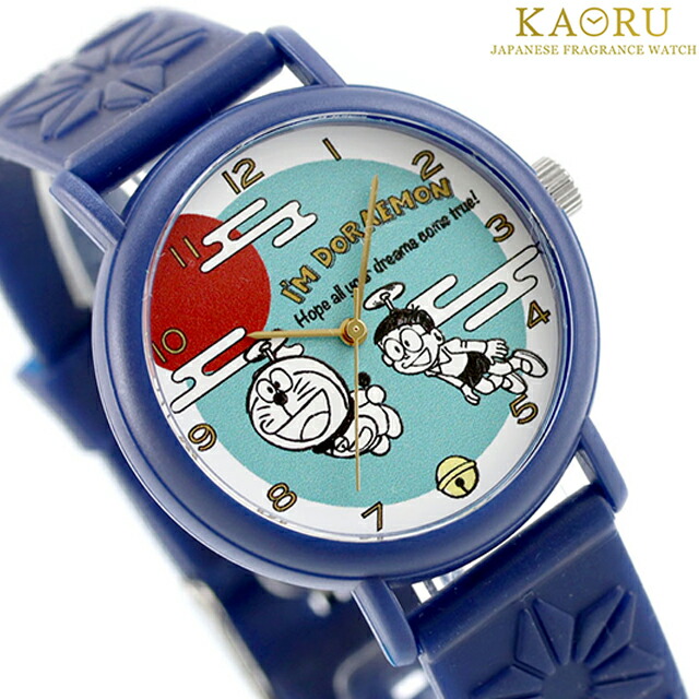 カオル アイムドラえもん 新春モデル 沈香の香り クォーツ 電池式 腕時計 ブランド メンズ レディース KAORU KAORU007B3 アナログ ブルー ネイビー 日本製 おしゃれ 防水 プレゼント 実用的