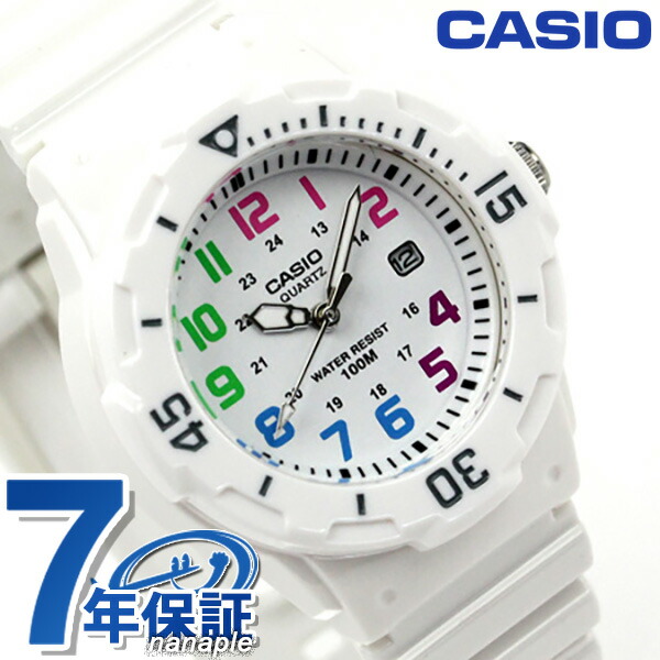 カシオ 腕時計 チープカシオ デイト 海外モデル ホワイト マルチカラー CASIO LRW-200H-7BVDF チプカシ 時計 ブランド おしゃれ アナログ 防水 小さい 軽い かっこいい プレゼント 男性 実用的 学生 子供用 キッズ