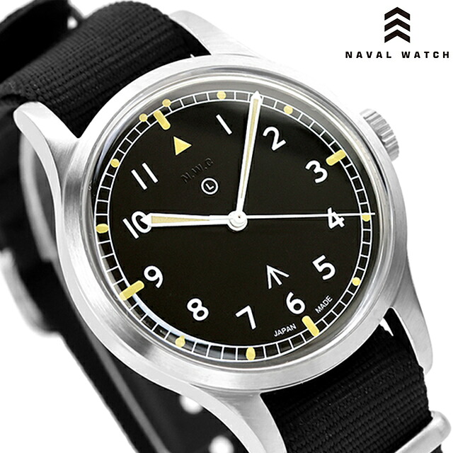 ナバルウォッチ Naval military watch British ROYAL Army "W10" TYPE 自動巻き 腕時計 ブランド メンズ NAVAL WATCH Mil-06SV/BK アナログ ブラック 黒 日本製 おしゃれ 防水 プレゼント 男性 実用的