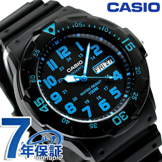 カシオ 腕時計 チープカシオ デイデイト 海外モデル オールブラック ブルー CASIO アウトドア MRW-200H-2BVDF チプカシ 時計 ブランド おしゃれ 防水 小さい 軽い かっこいい プレゼント 男性 実用的