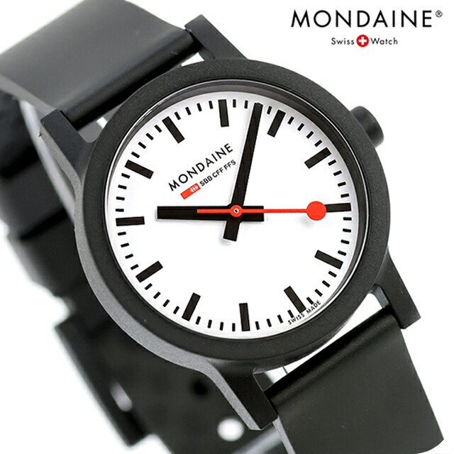 モンディーン エッセンス クォーツ 電池式 腕時計 ブランド メンズ レディース MONDAINE MS1.32110.RB アナログ ホワイト ブラック 黒 スイス製 おしゃれ 防水 プレゼント 実用的
