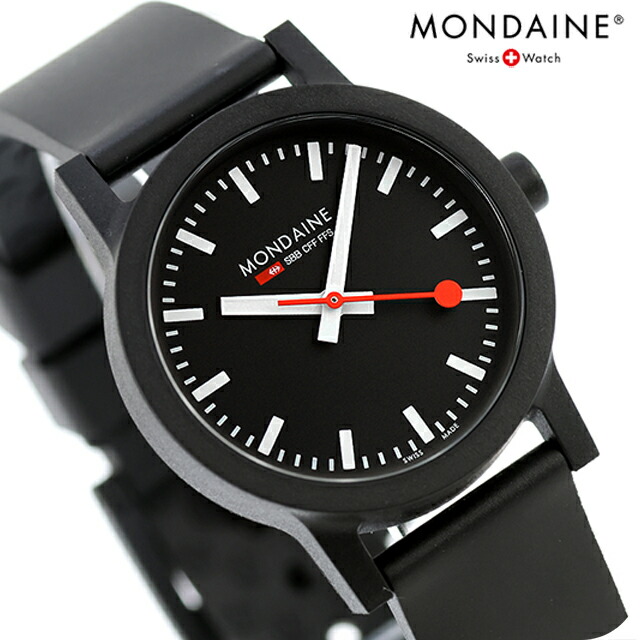 モンディーン エッセンス クォーツ 電池式 腕時計 ブランド メンズ レディース MONDAINE MS1.32120.RB アナログ ブラック 黒 スイス製 おしゃれ 防水 プレゼント 実用的