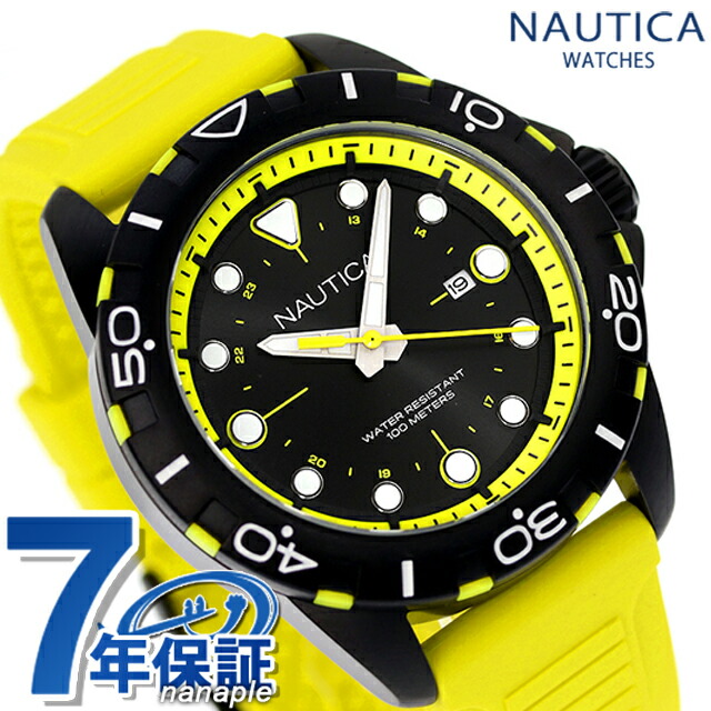 ノーティカ エヌエスアール クオーツ 腕時計 メンズ NAUTICA NAPNRS403 アナログ ブラック イエロー 黒 ブランド おしゃれ 防水 プレゼント 男性 実用的
