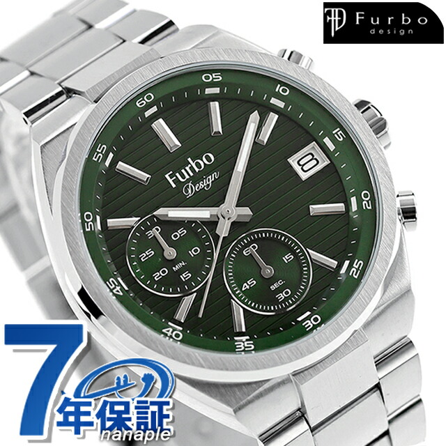 フルボ デザイン Lavora Chronograph クォーツ 電池式 腕時計 ブランド メンズ クロノグラフ Furbo Design NF06W-SSGR 多針アナログ グリーン おしゃれ 防水 プレゼント 男性 実用的