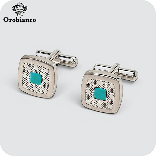 オロビアンコ カフス メンズ Orobianco ORC372B シルバー グリーン アクセサリー 袖口ボタン カフスボタン ジュエリー ブランド 高級 おしゃれ プレゼント 男性 実用的 かっこいい