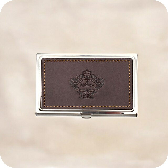 オロビアンコ カードケース メンズ レディース Orobianco カード入れ 名刺入れ パスケース コンパクト ステンレス、牛革 ORCA-001 BR ブラウン 小物 定期入れ 高級 おしゃれ プレゼント 実用的