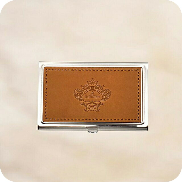 オロビアンコ カードケース メンズ レディース Orobianco カード入れ 名刺入れ パスケース コンパクト ステンレス、牛革 ORCA-001 CA キャメル 小物 定期入れ 高級 おしゃれ プレゼント 実用的