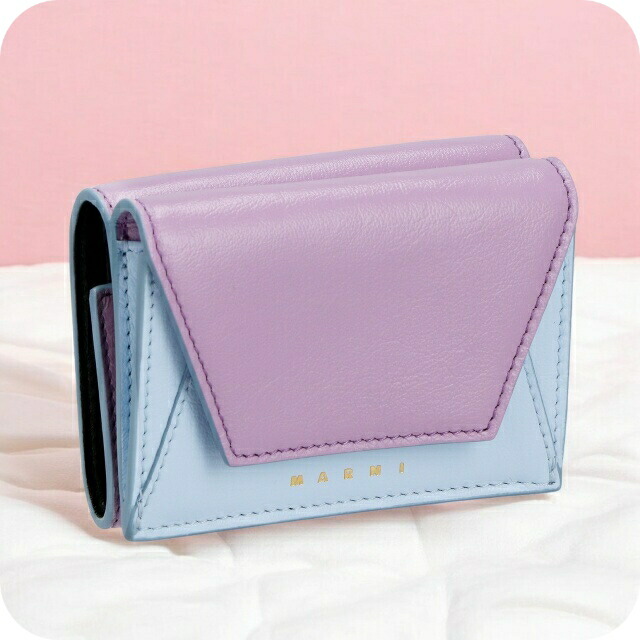 マルニ 三つ折り財布 レディース ブランド MARNI PFMO0056U1-P2644 パープル／ブルー ウォレット 高級 おしゃれ プレゼント 実用的